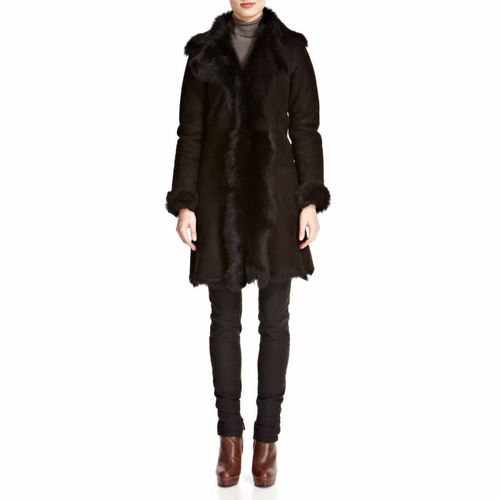 Black Shearling Coat - Shearling Boutique - Modalova