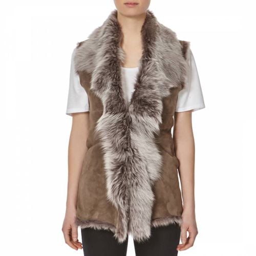 Taupe Silver Shearling Gilet - Shearling Boutique - Modalova