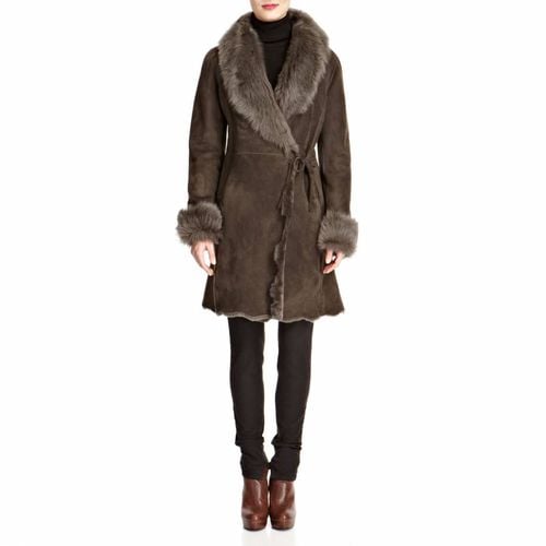 Grey Alice Wrap Shearling Coat - Shearling Boutique - Modalova