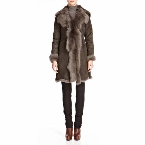 Brown Waterfall Shearling Coat - Shearling Boutique - Modalova