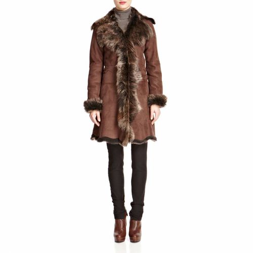 Brown/Gold Waterfall Shearling Coat - Shearling Boutique - Modalova