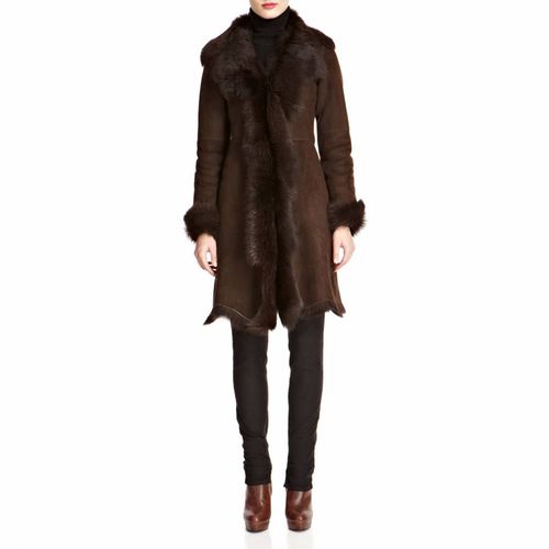 Brown Waterfall Shearling Coat - Shearling Boutique - Modalova