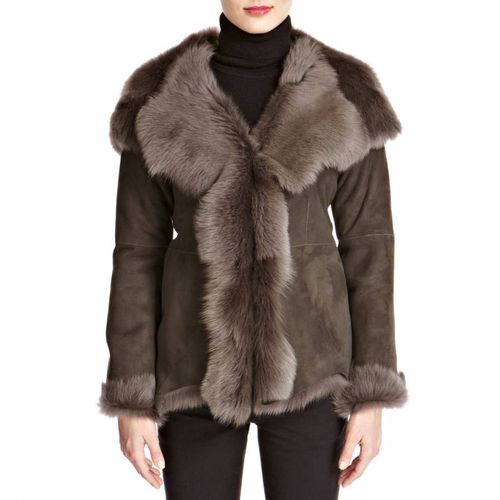 Waterfall Hooded Shearling Jacket - Shearling Boutique - Modalova