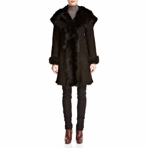 Waterfall Hooded Shearling Coat - Shearling Boutique - Modalova