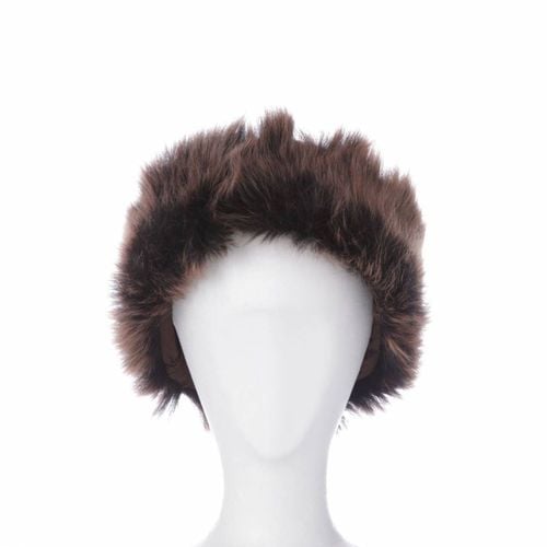 Brown/Gold Shearling Headband - Shearling Boutique - Modalova