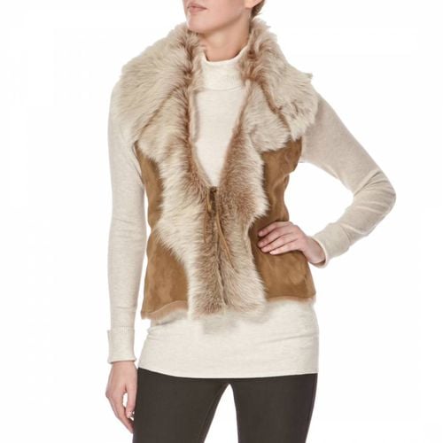 Tan/Cream Short Shearling Gilet - Shearling Boutique - Modalova