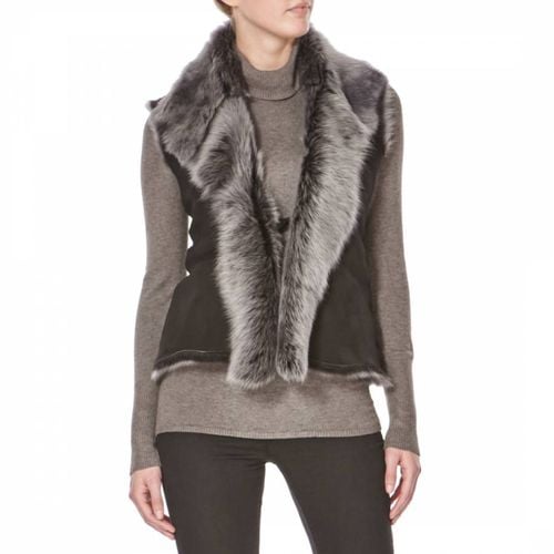 Black/Silver Sheepskin Gilet - Shearling Boutique - Modalova