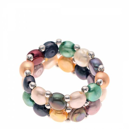 Multicoloured 2 Row Ring of Freshwater Pearls 3-4 mm - Manufacture Royale - Modalova