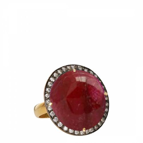 Gold Plated Ruby Cz Statement Ring - Chloe Collection by Liv Oliver - Modalova