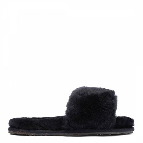 Black Shearling Vamp Slide Slippers - Australia Luxe Collective - Modalova