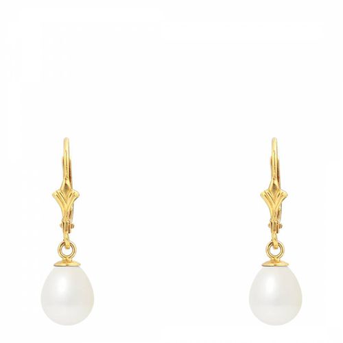 Yellow Gold Drop Pearl Earrings - Mitzuko - Modalova