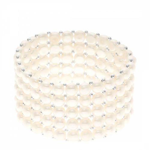 White Row of Five Pearl Bracelet - Mitzuko - Modalova
