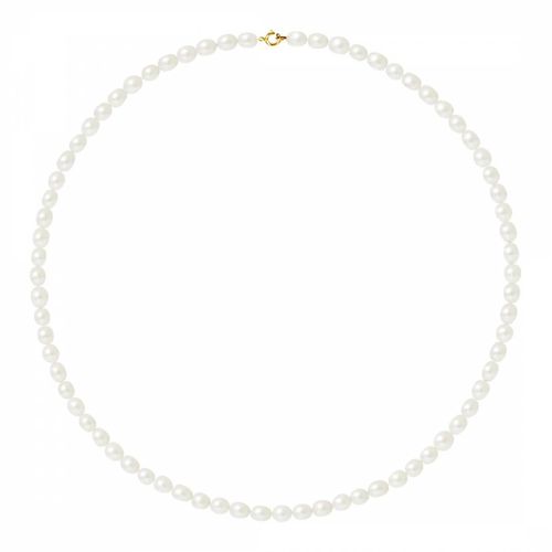 Gold / Natural White Pearl Necklace - Mitzuko - Modalova