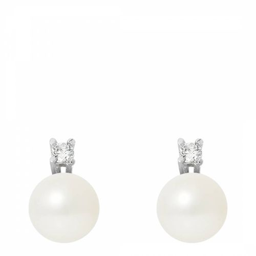 Silver Earrings with Natural Freshwater Pearls 9 mm - Manufacture Royale - Modalova
