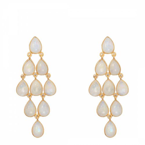 White Moonstone Chandelier Earrings - Liv Oliver - Modalova