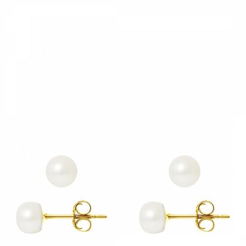 Natural Yellow Gold Freshwater Pearl Earrings - Mitzuko - Modalova