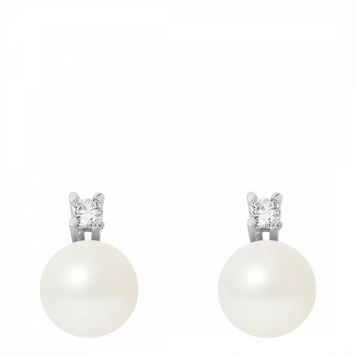 Silver Real Cultured Freshwater Pearl Earrings - Mitzuko - Modalova