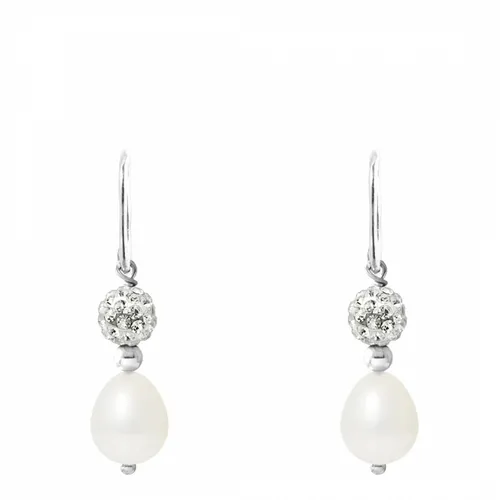 White Pearl And Crystal Earrings - Mitzuko - Modalova