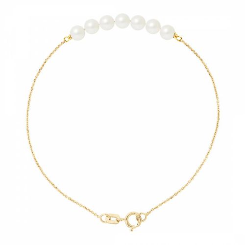 Yellow Gold/ Tahitian Stle Real Cultured Freshwater Pearls Bracelet - Mitzuko - Modalova