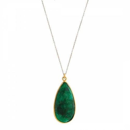 K Gold Plated Emerald Pear Drop Pendant Necklace - Chloe Collection by Liv Oliver - Modalova