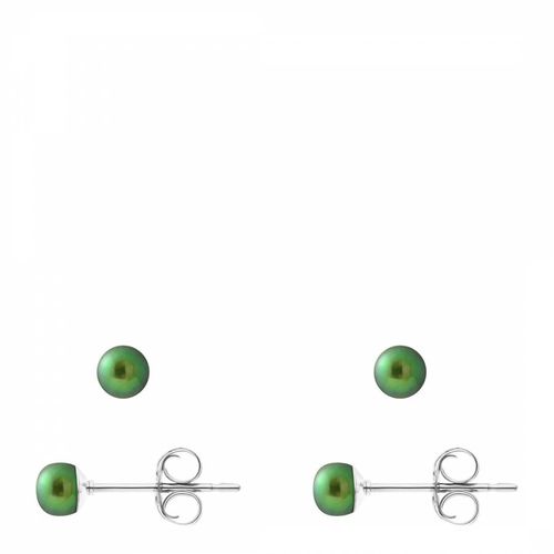 Malachite Pearl Button Earrings 4-5mm - Just Pearl - Modalova