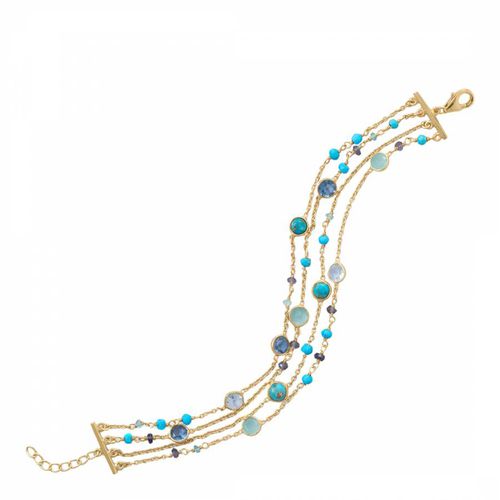 Turquoise and Blue Topaz Gemstone Bracelet - Liv Oliver - Modalova