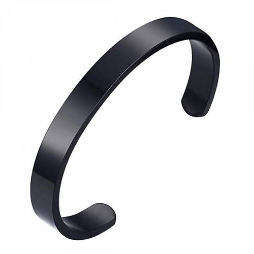 Black Plated Open Cuff Bangle - Stephen Oliver - Modalova