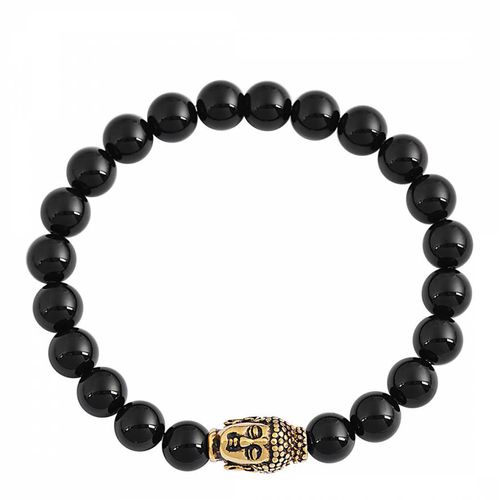 K Gold Plated Carved Buddha And Onyx Bracelet - Stephen Oliver - Modalova