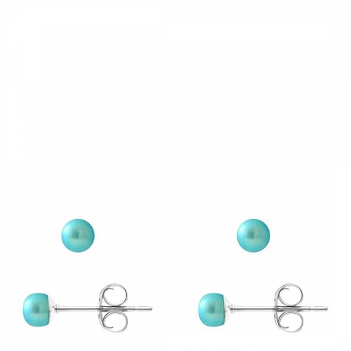 Turquoise Silver Pearl Earrings 4-5mm - Mitzuko - Modalova