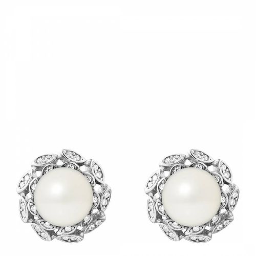 Flower Button Pearl Earrings 8-9mm - Just Pearl - Modalova