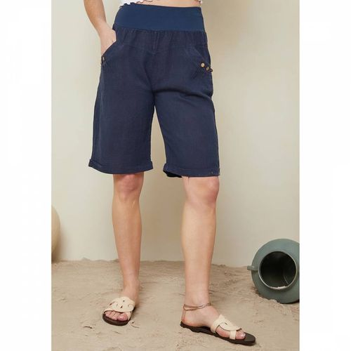 Navy Linen Shorts - LE MONDE DU LIN - Modalova