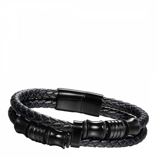Black Plated Leather Bracelet - Stephen Oliver - Modalova