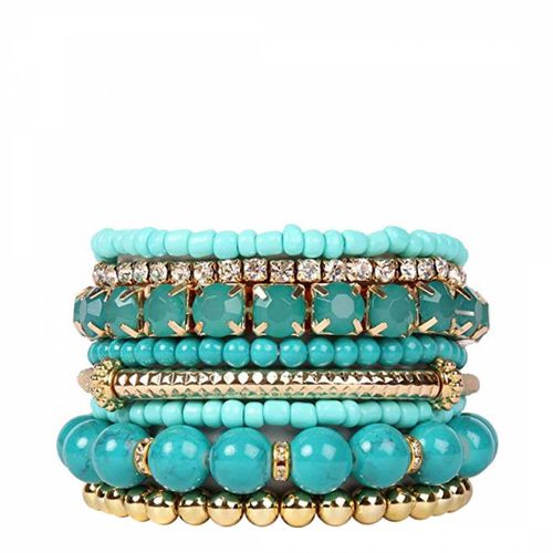 K Multi Turquoise bead & Crystal Bracelet Set - Chloe Collection by Liv Oliver - Modalova