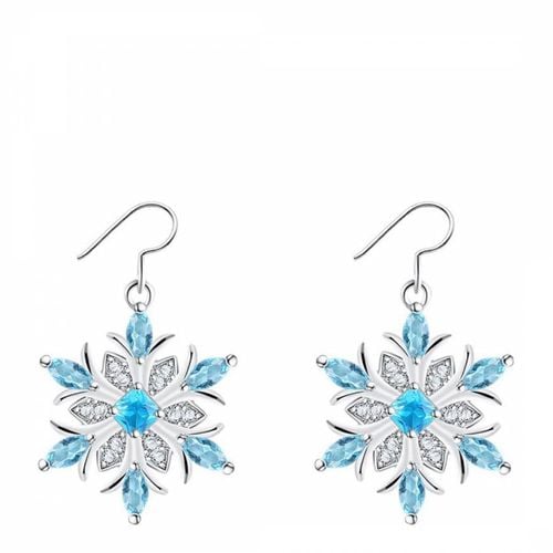 Sapphire Flower Petal Snowflake Earrings with Swarovski Crystals - Ma Petite Amie - Modalova