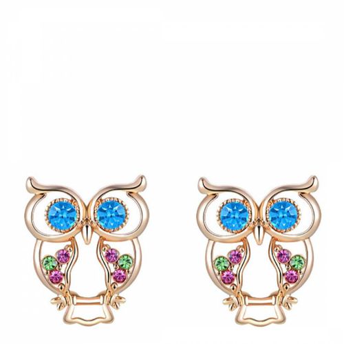 Rose Gold Multi Owl Earrings with Swarovski Crystals - Ma Petite Amie - Modalova
