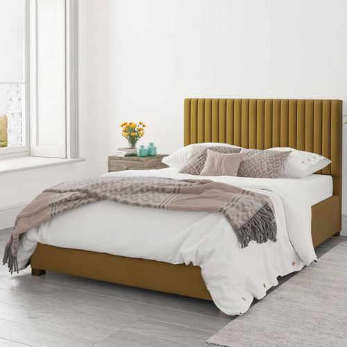 Piccadilly Ochre Double Plush Velvet Ottoman Bed - Aspire Furniture - Modalova