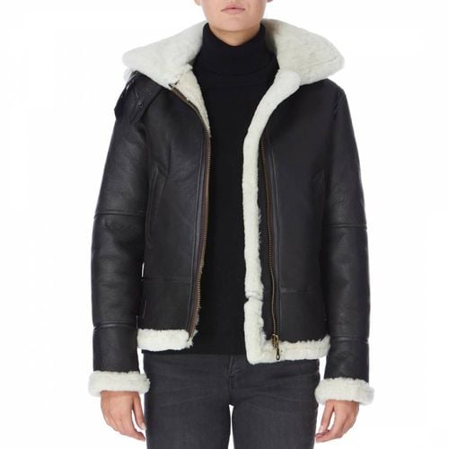 Cream Hooded Flying Sheepskin Jacket - Shearling Boutique - Modalova