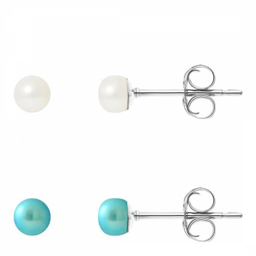 Turquoise/White Pearl Earrings Set of 2 4-5mm - Manufacture Royale - Modalova