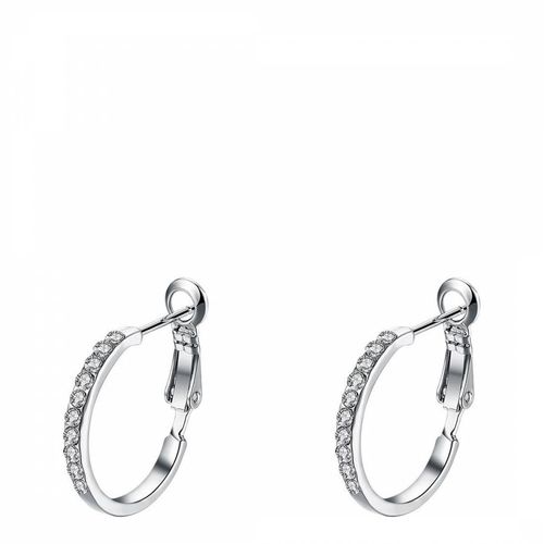 White Plated Hoop Earrings with Swarovski Elements - Ma Petite Amie - Modalova