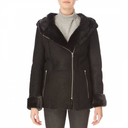 Mid Length Hooded Merino Sheepsin Jacket - Shearling Boutique - Modalova