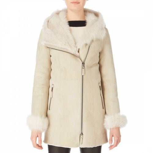 Off-White Frost Suede Merino Shearling Sheepskin Jacket - Shearling Boutique - Modalova