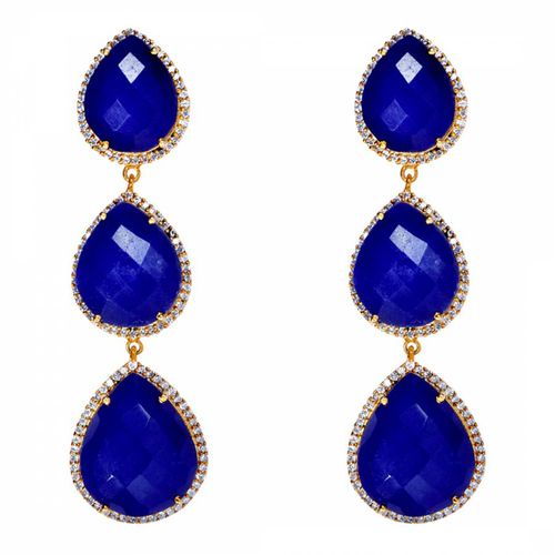 K Multi Sapphire Pear Embelished Drop Earrings - Liv Oliver - Modalova