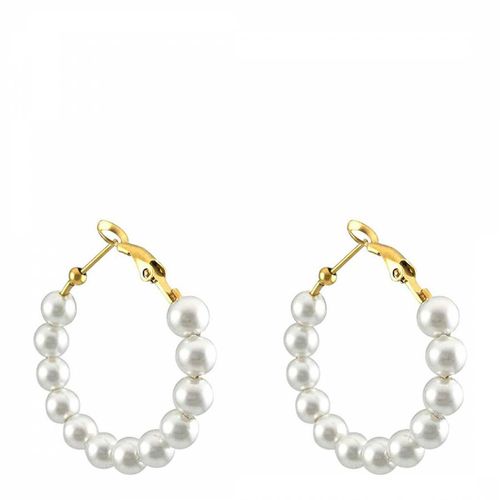 K Gold Plated Pearl Hoop Earrings - Chloe Collection by Liv Oliver - Modalova