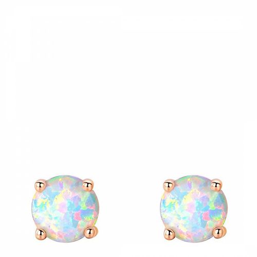 K Rose Plated White Opal Stud Earrings - Chloe Collection by Liv Oliver - Modalova