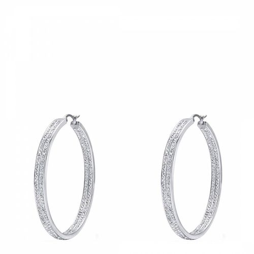Silver Plated Crystal Hoop Earrings - Liv Oliver - Modalova