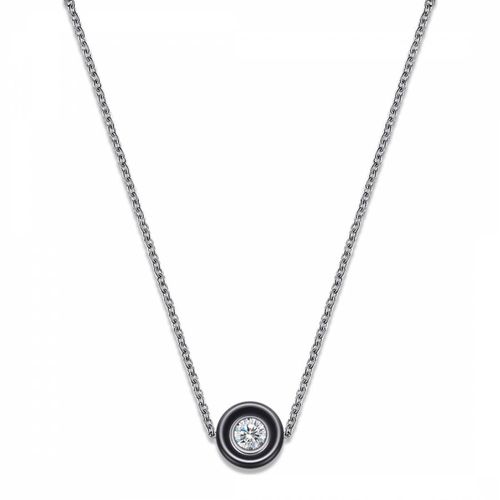 Plated & Onyx Deco Inspired Solitaire CZ Necklace - Chloe Collection by Liv Oliver - Modalova