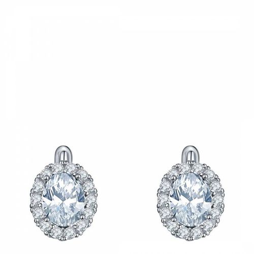 Silver Plated Oval CZ Halo Earrings - Liv Oliver - Modalova