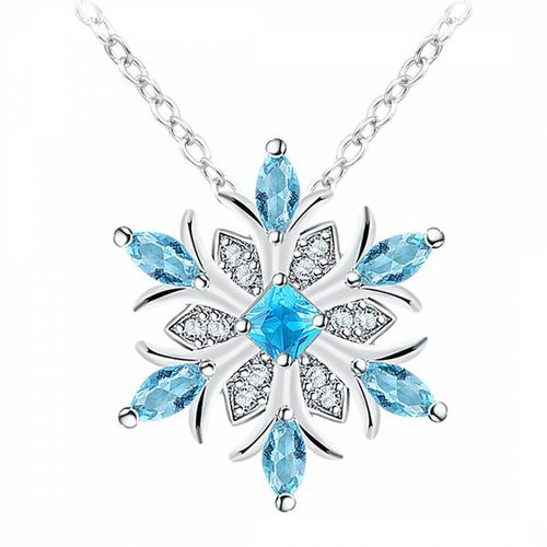 Platinum Plated Sapphire Snowflake Necklace - Ma Petite Amie - Modalova