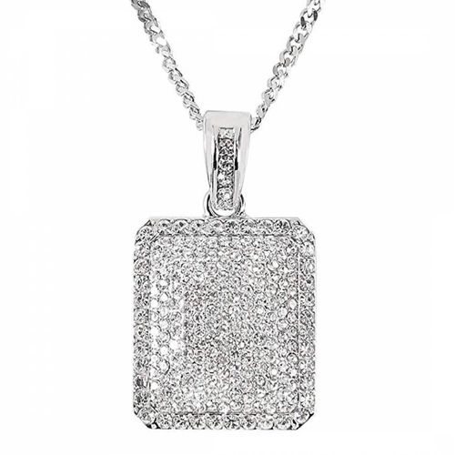 Silver Plated CZ Tag Necklace - Stephen Oliver - Modalova