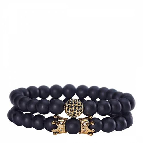 K Gold Matte Zirconia Bracelet Set - Stephen Oliver - Modalova